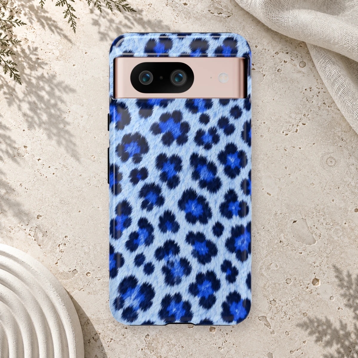 Blue Leopard phone case print