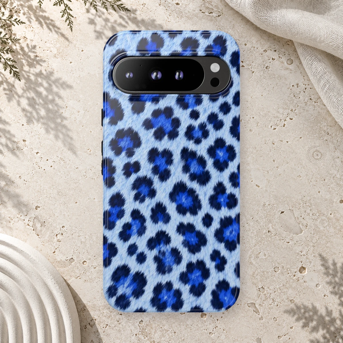 Blue Leopard phone case print