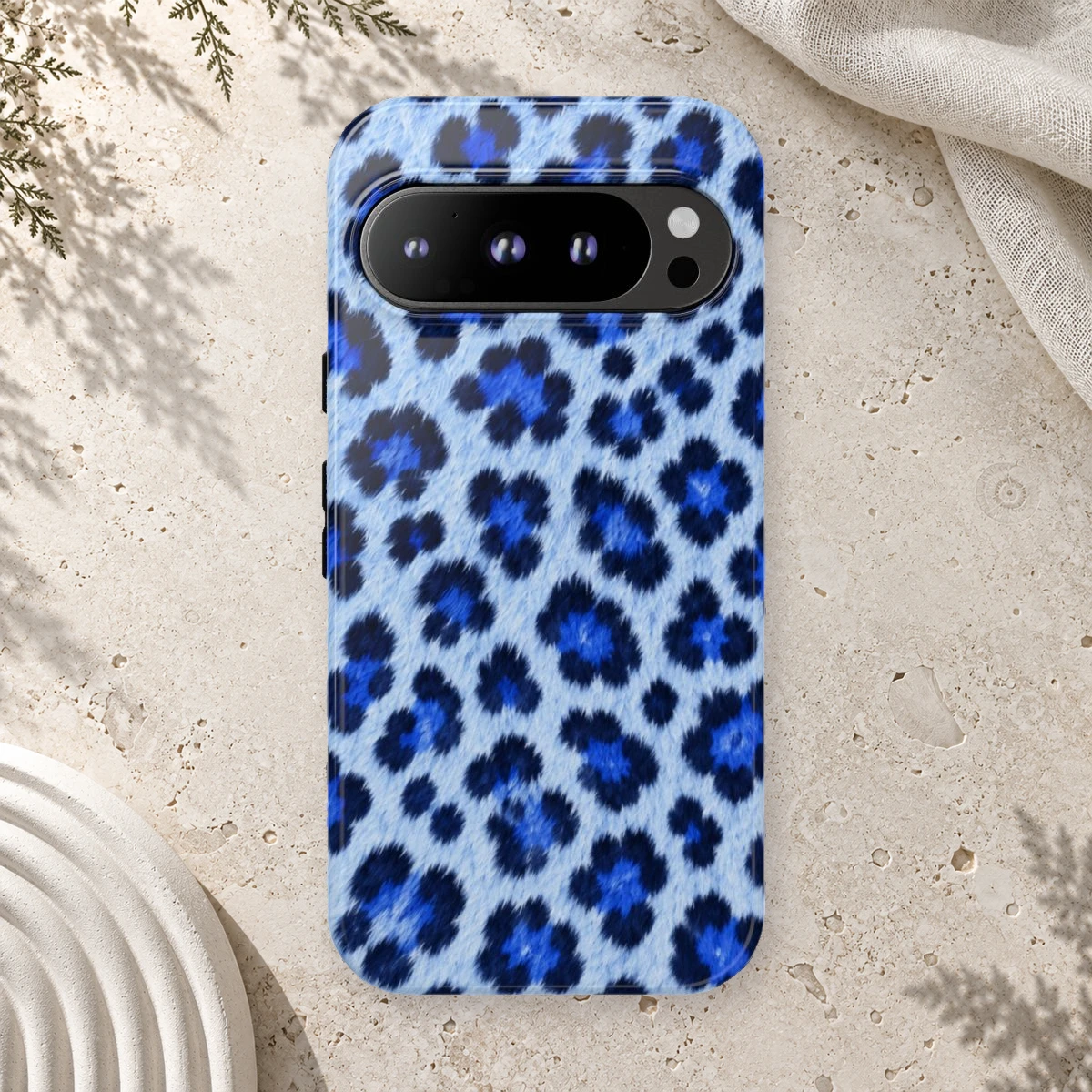 Blue Leopard phone case print