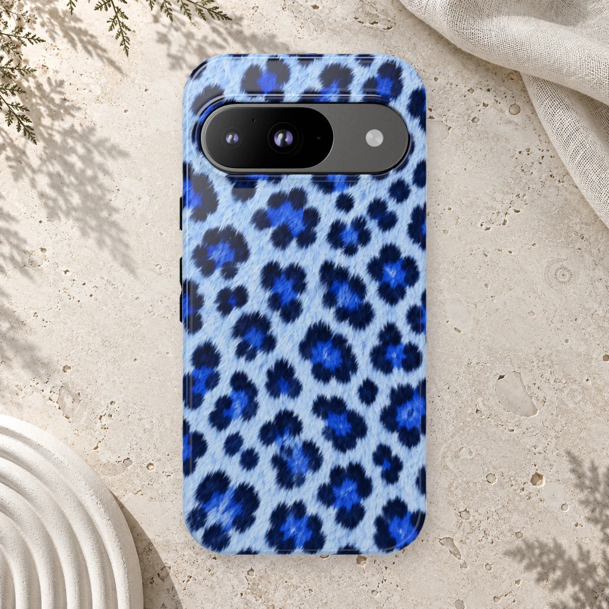 Blue Leopard phone case print
