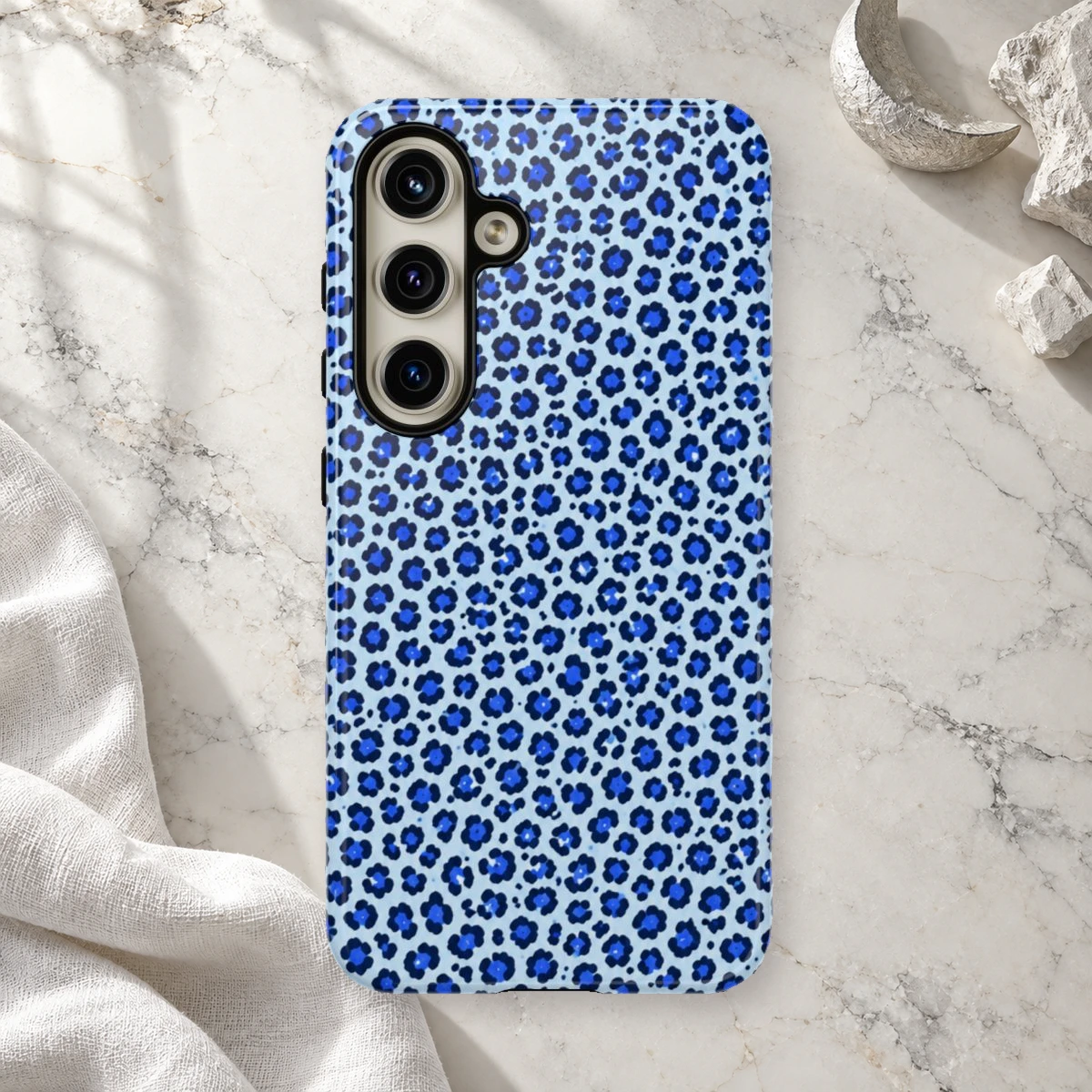 Blue Leopard phone case print