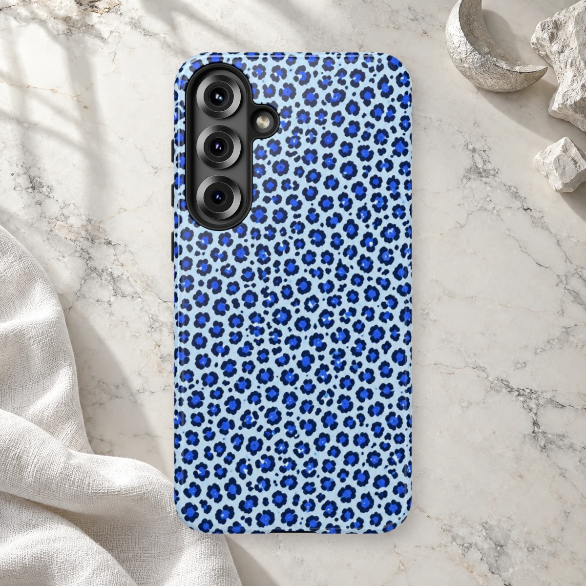 Blue Leopard phone case print