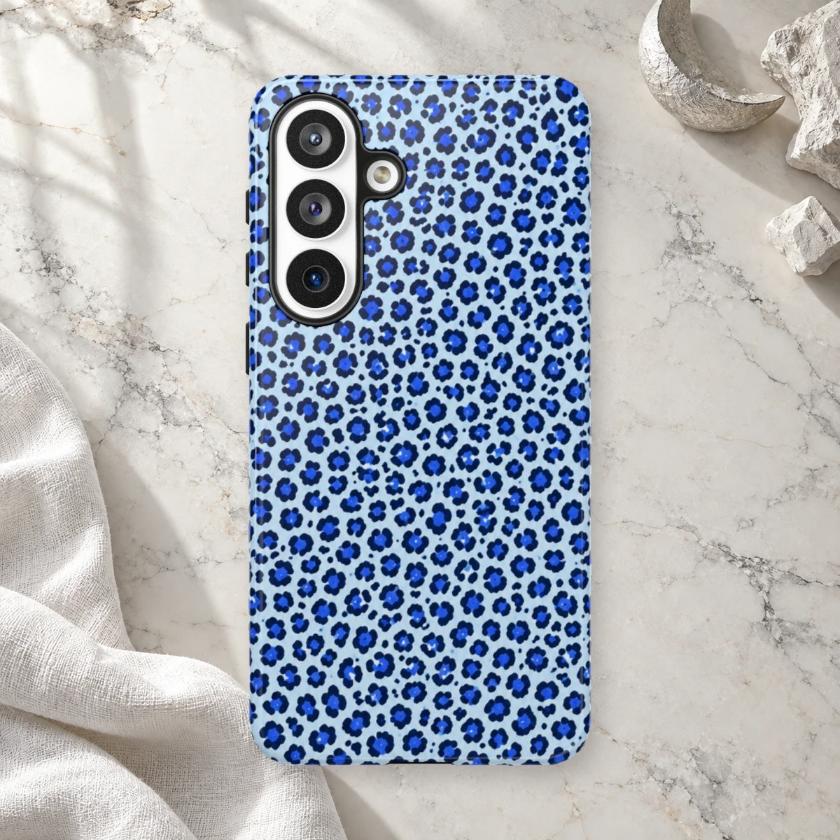 Blue Leopard phone case print