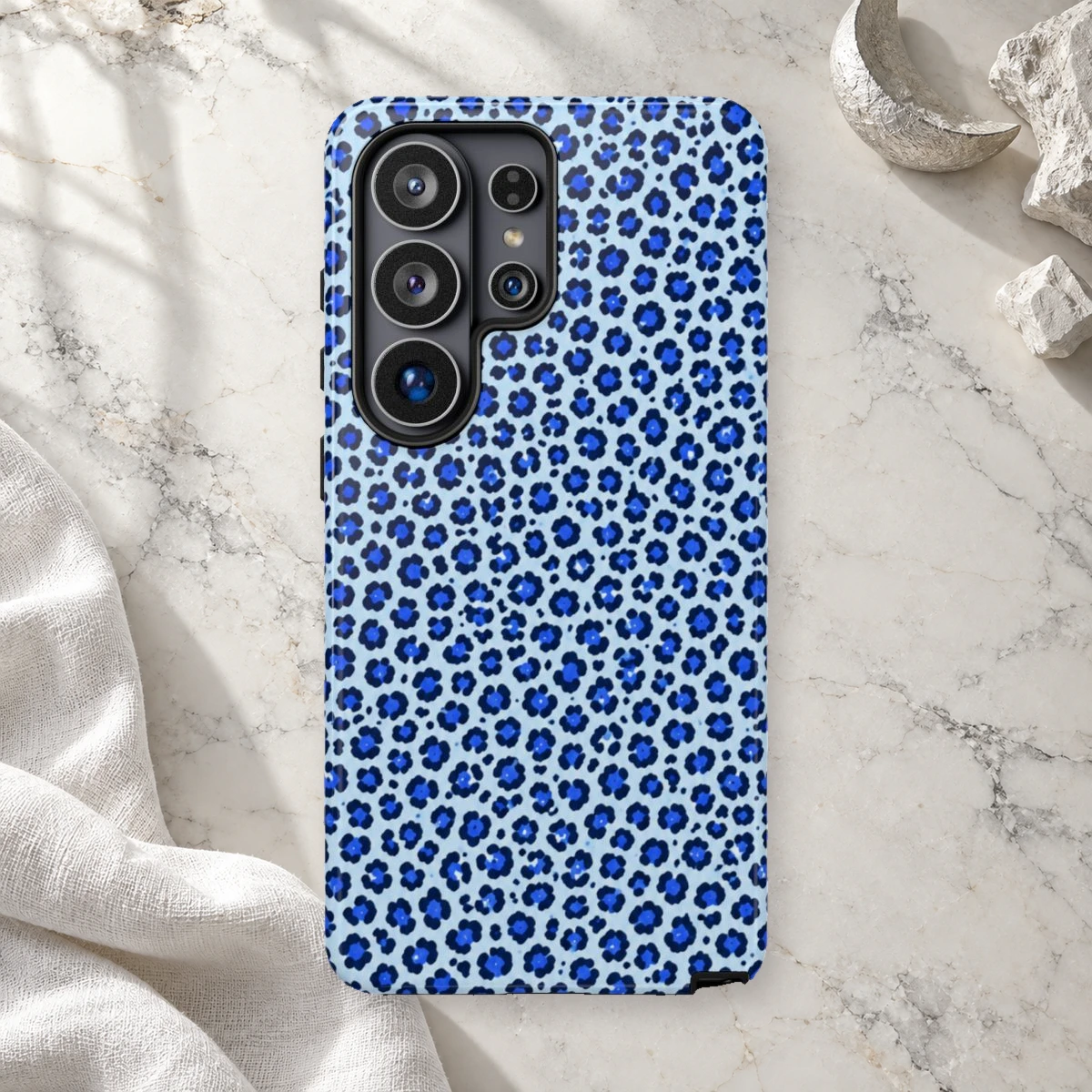 Blue Leopard phone case print