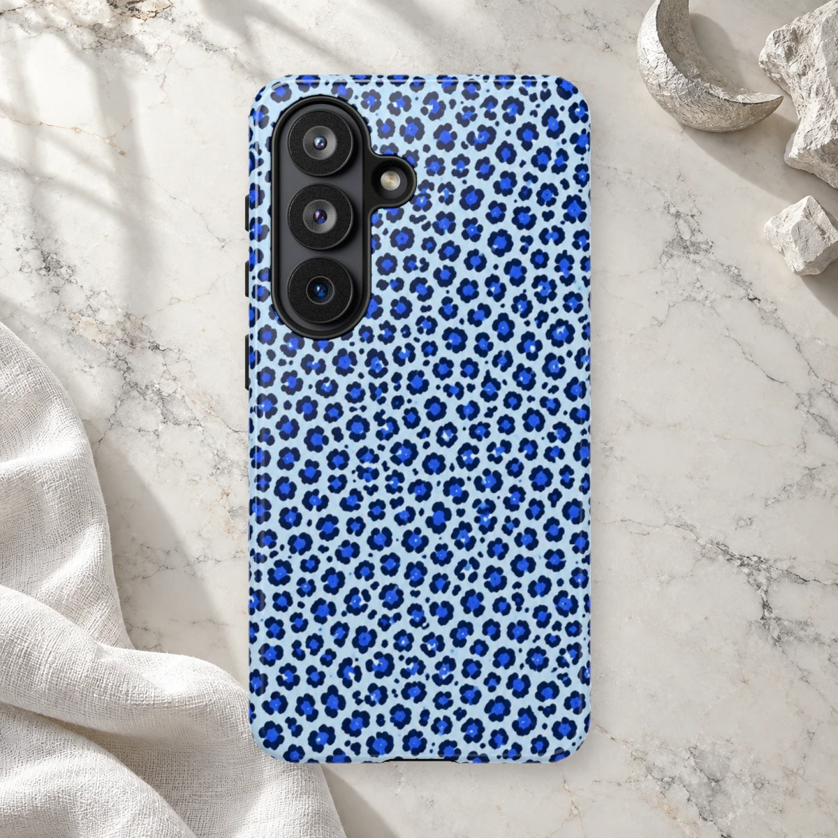 Blue Leopard phone case print