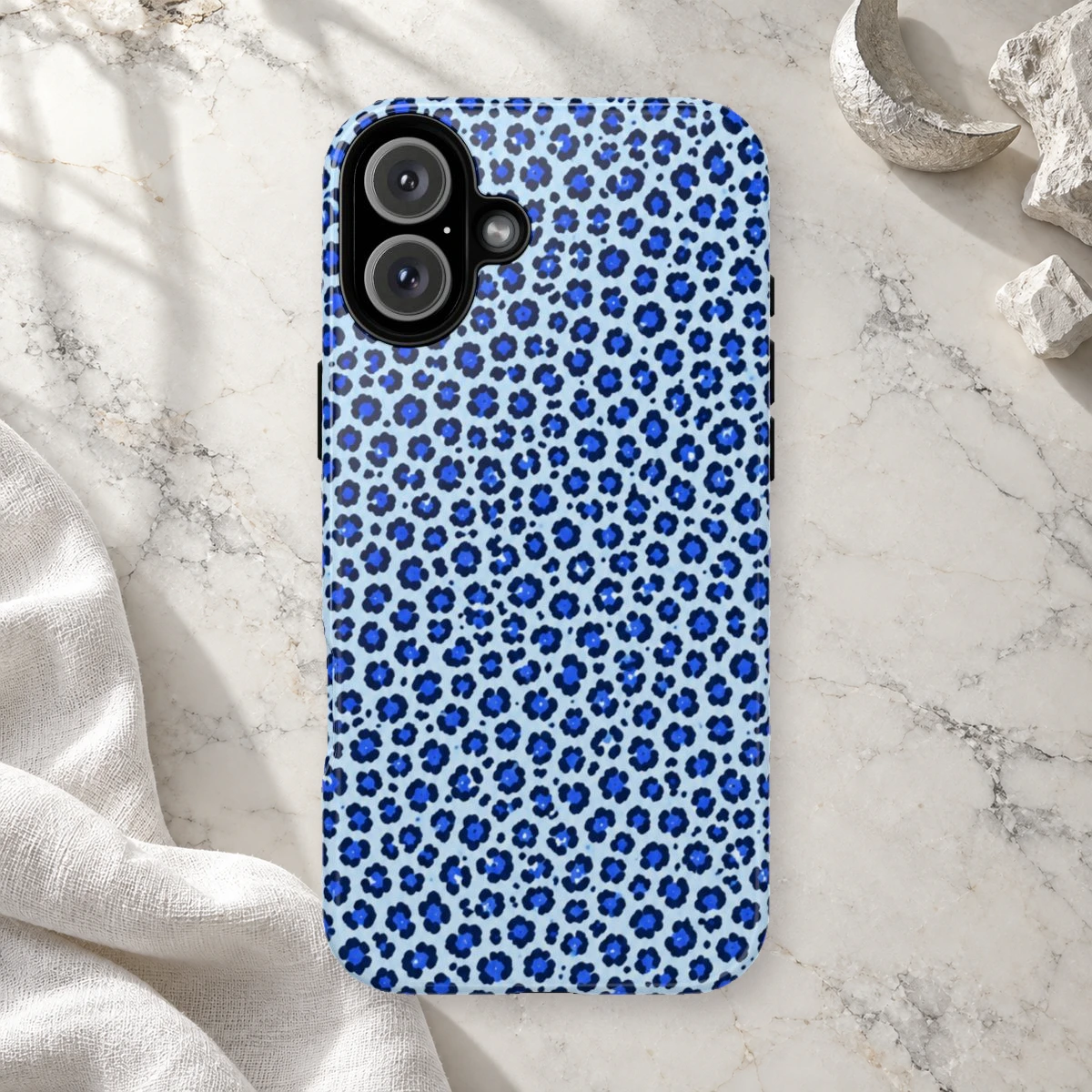 Blue Leopard phone case print