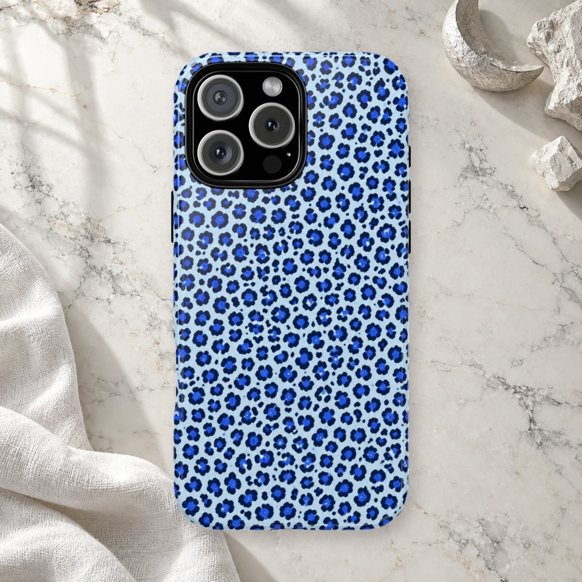 Blue Leopard phone case print