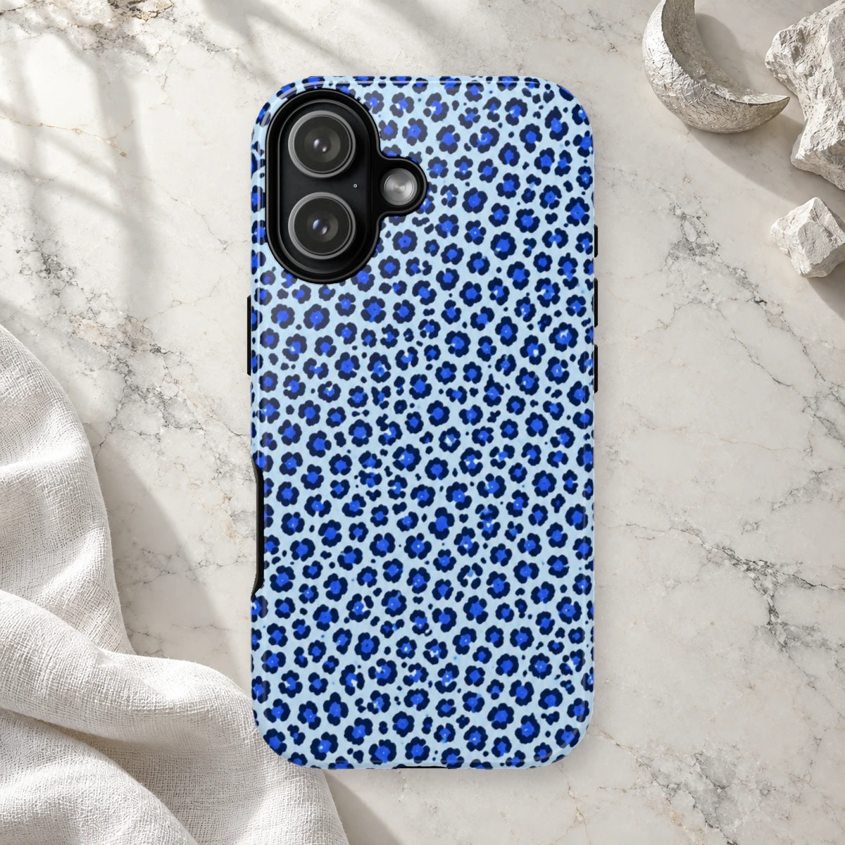 Blue Leopard phone case print
