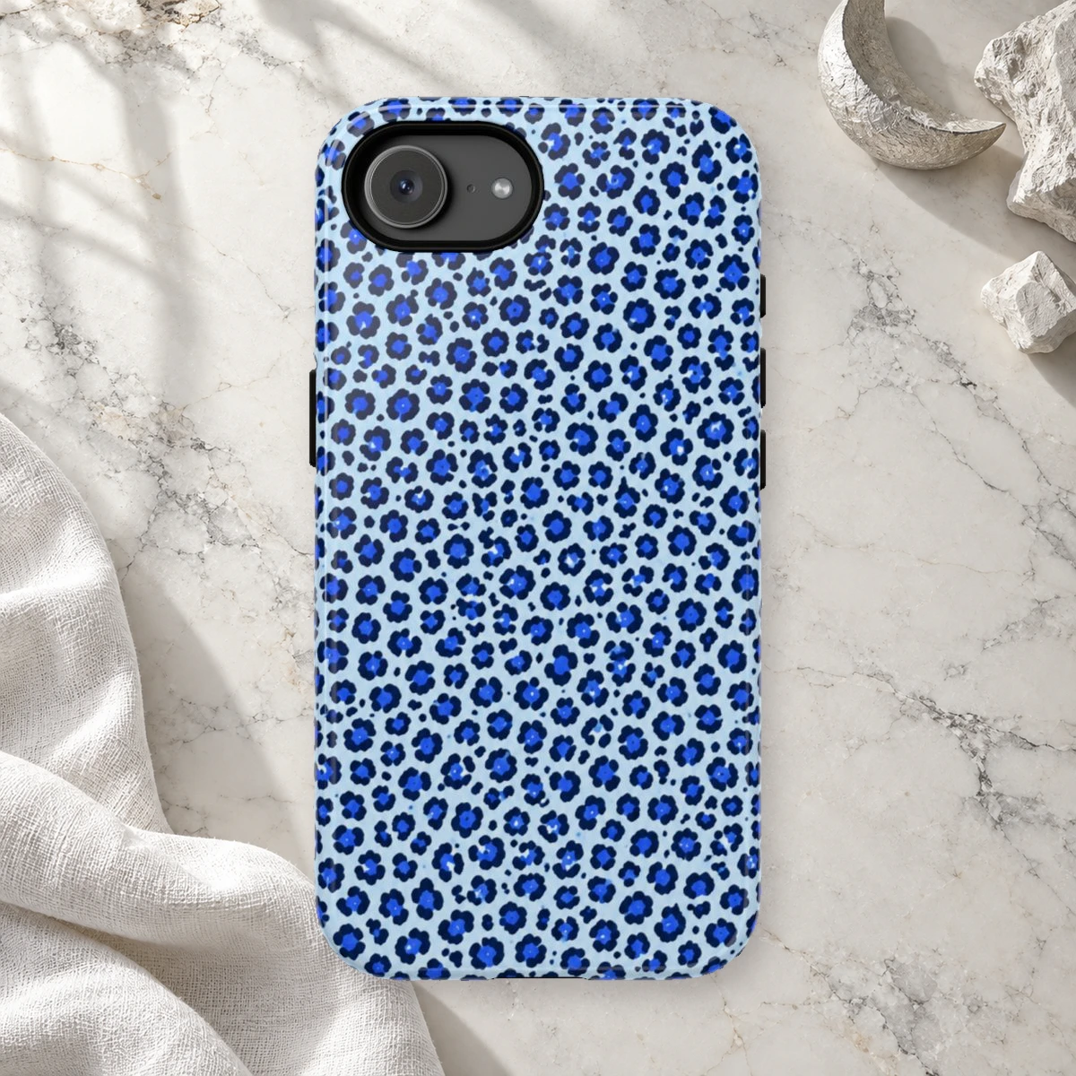 Blue Leopard phone case print