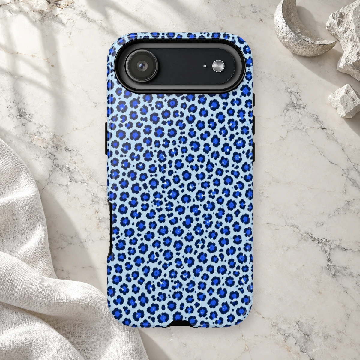 Blue Leopard phone case print