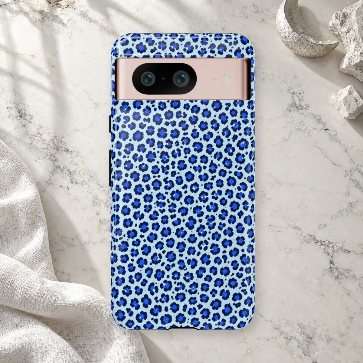Blue Leopard phone case print