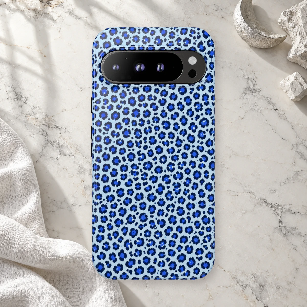 Blue Leopard phone case print