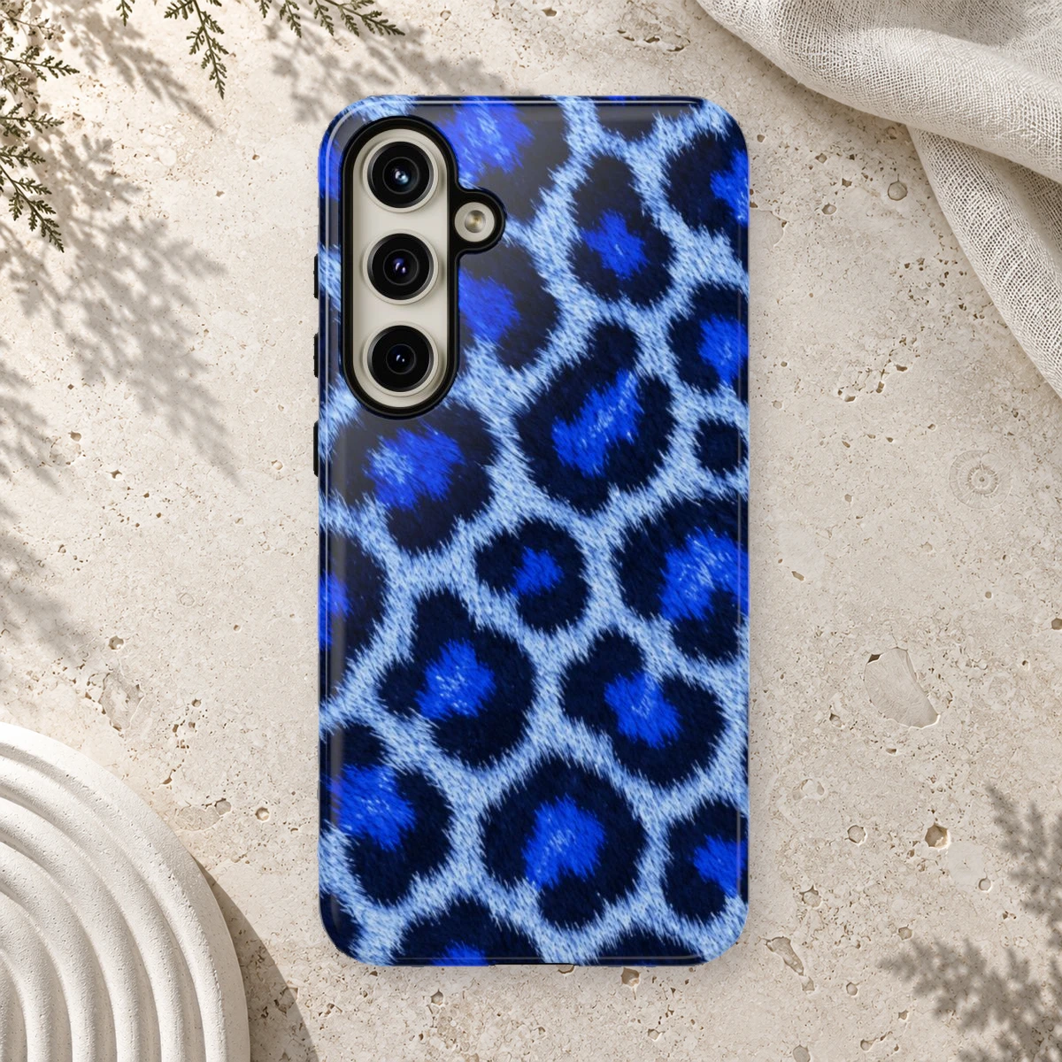 Blue Leopard phone case print