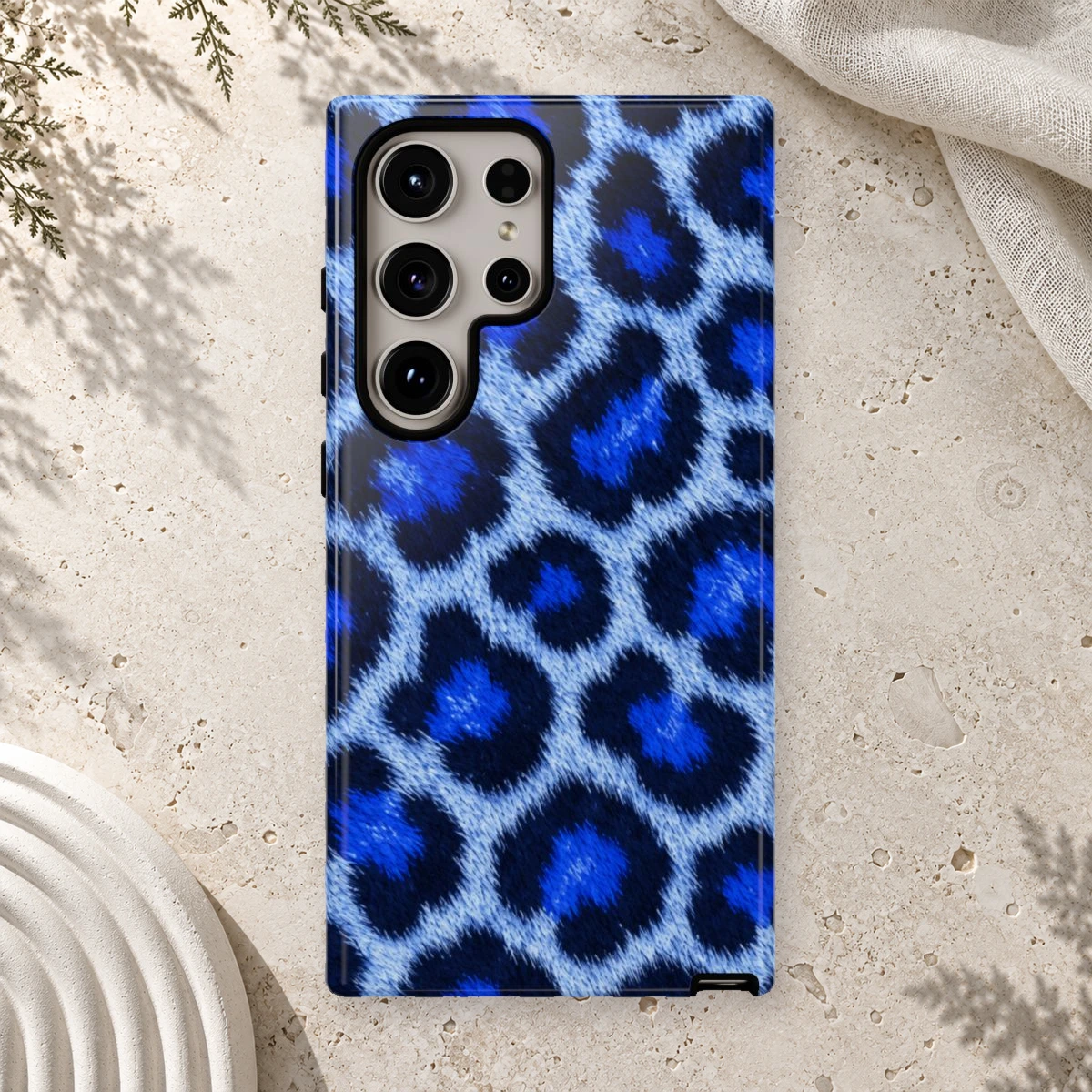 Blue Leopard phone case print