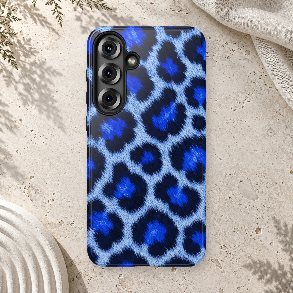 Blue Leopard phone case print