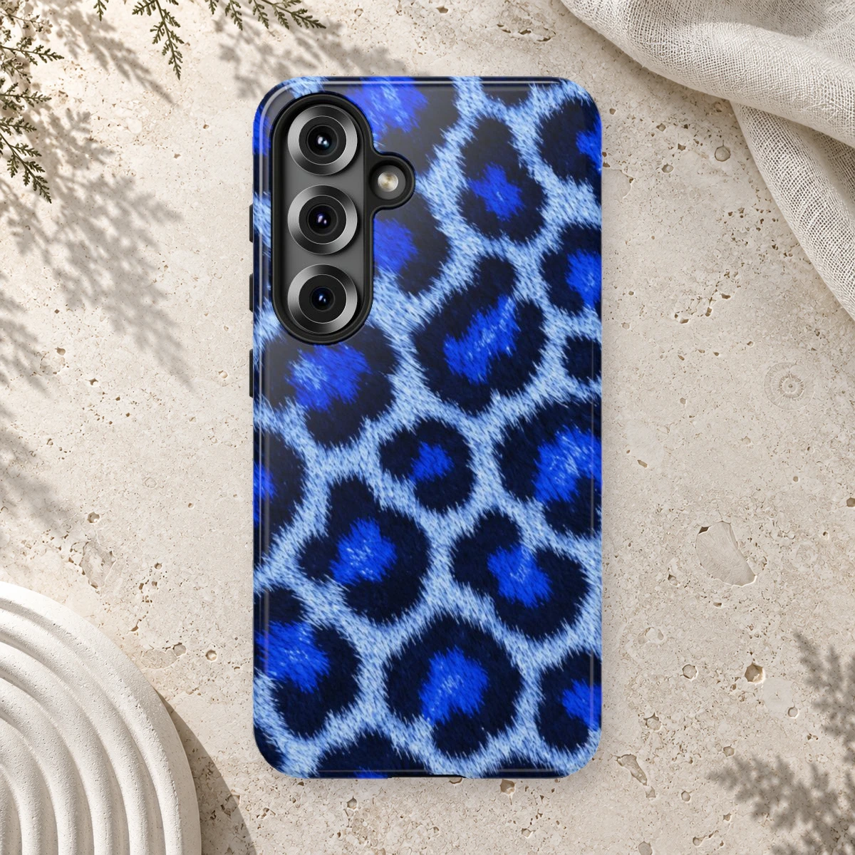 Blue Leopard phone case print