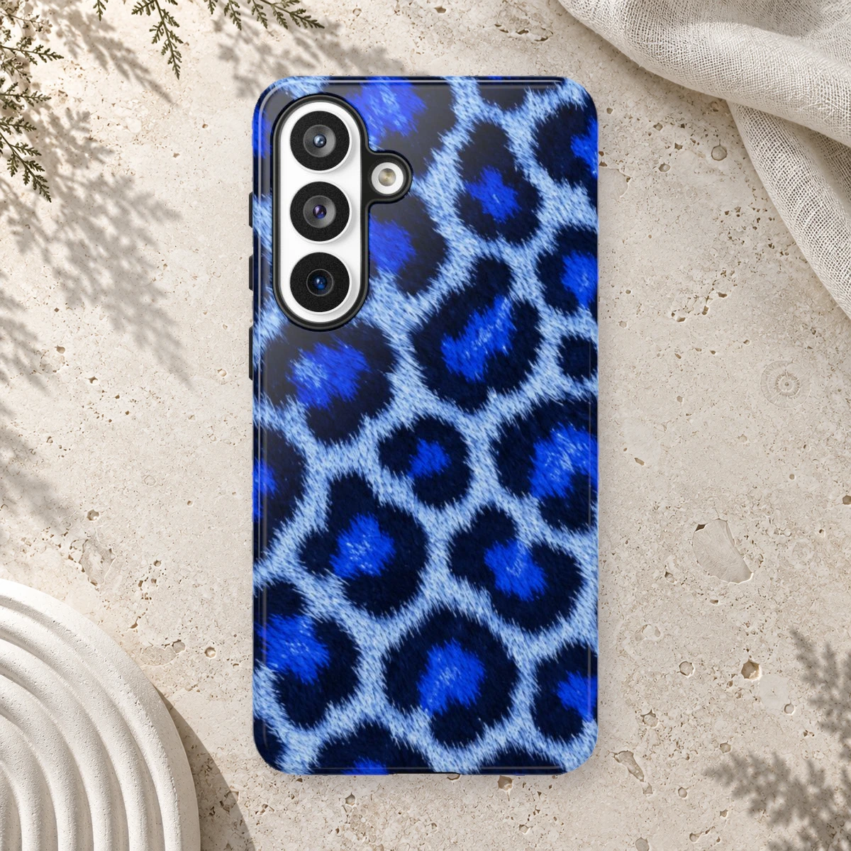 Blue Leopard phone case print