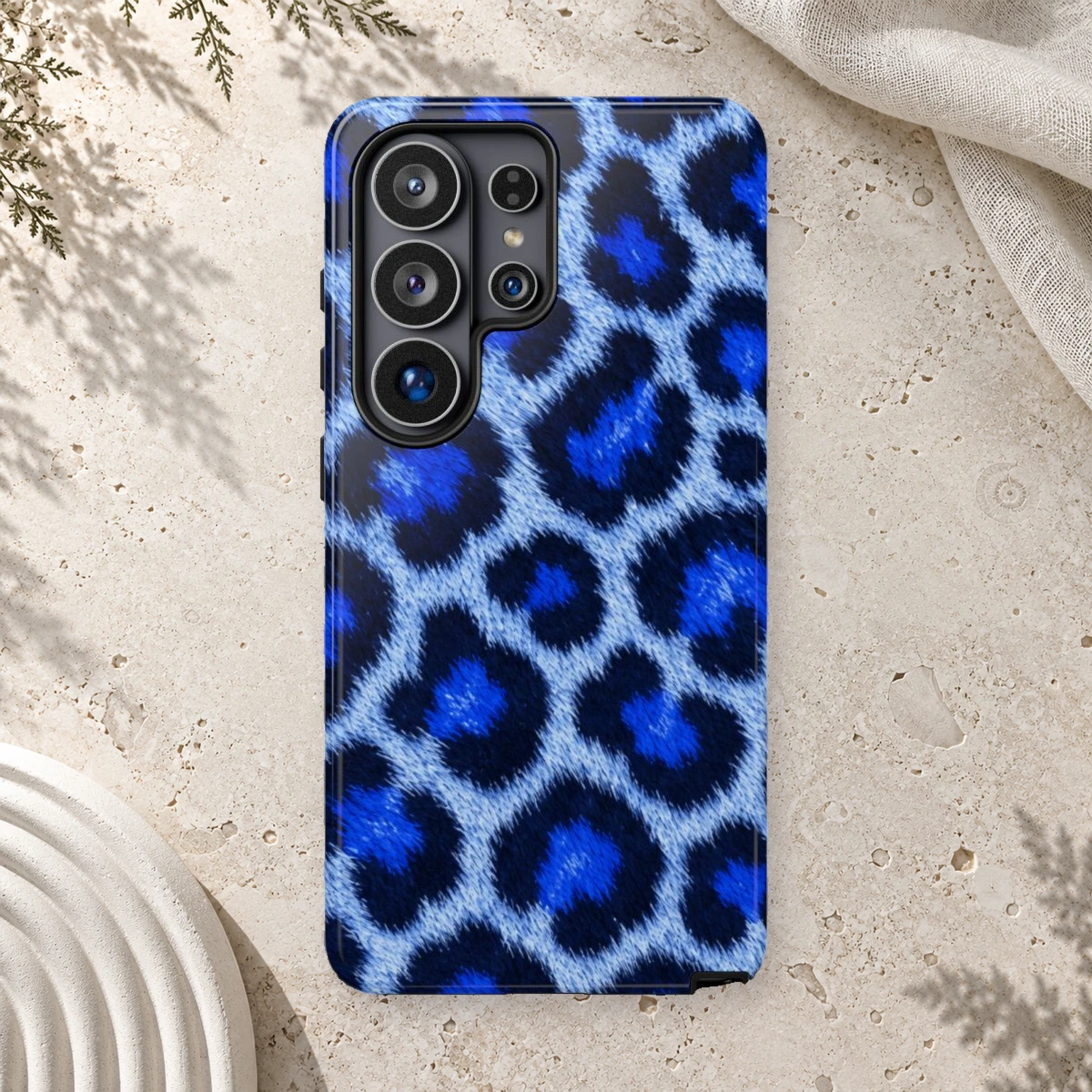 Blue Leopard phone case print