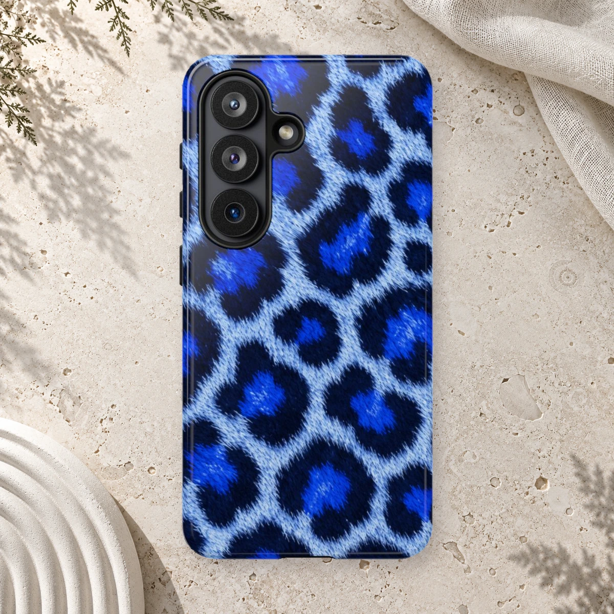 Blue Leopard phone case print