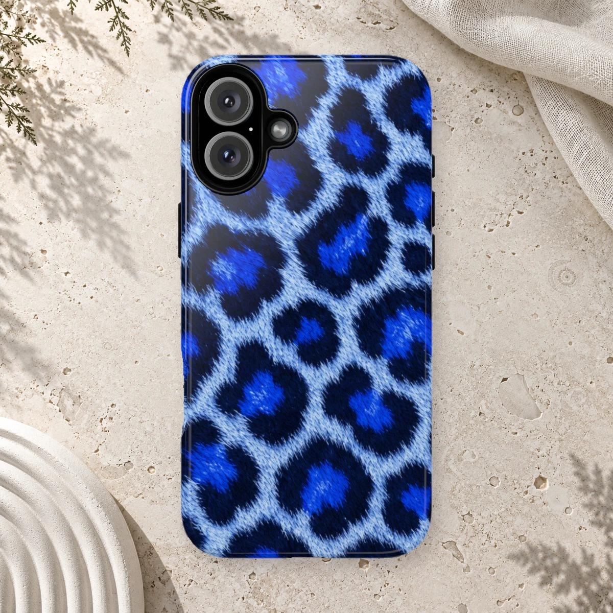 Blue Leopard phone case print
