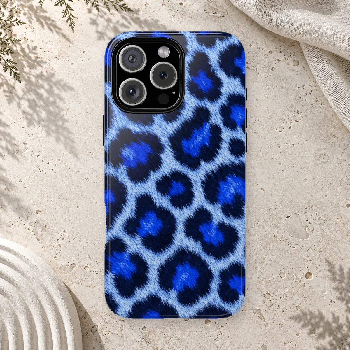 Blue Leopard phone case print