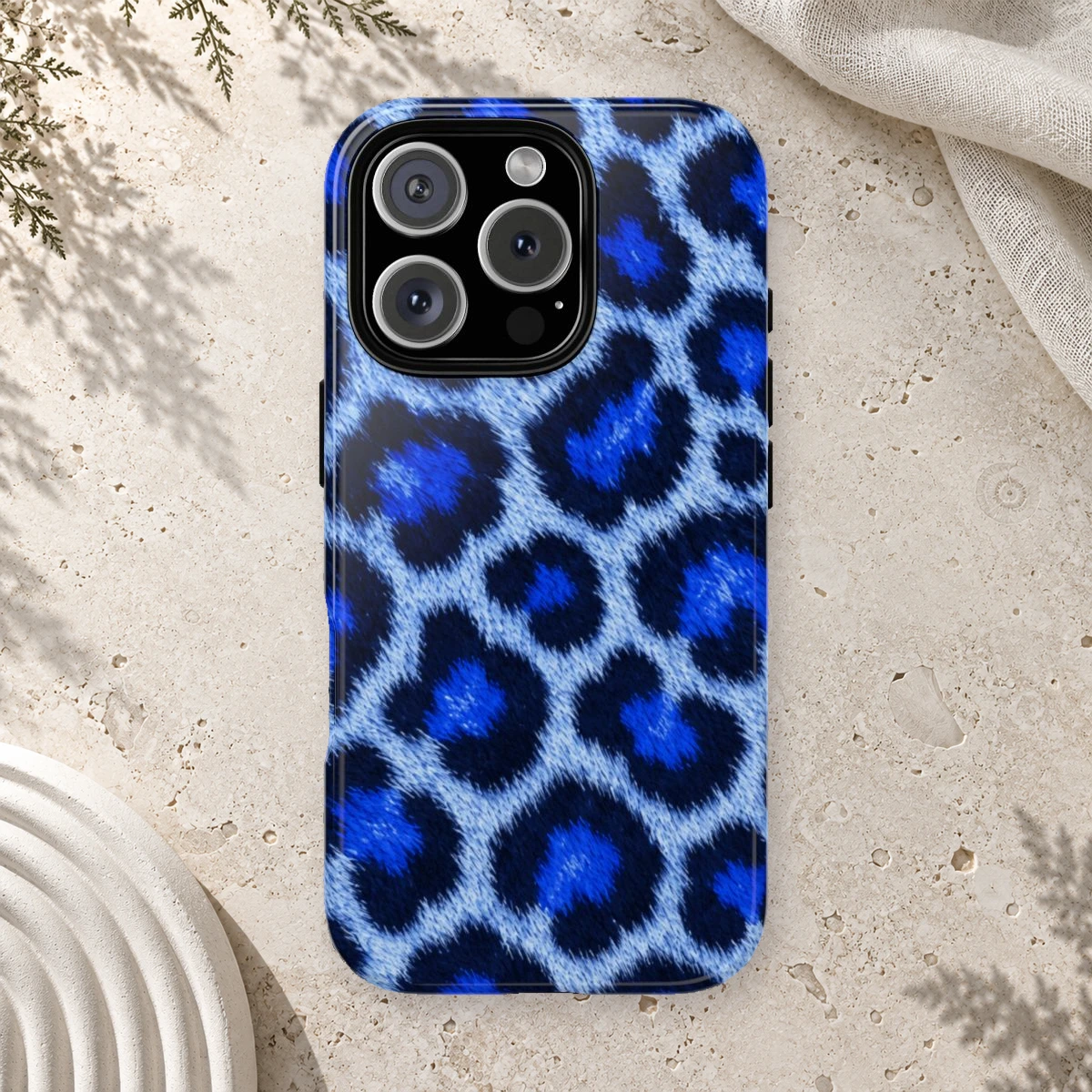Blue Midnight Texture phone case styled view