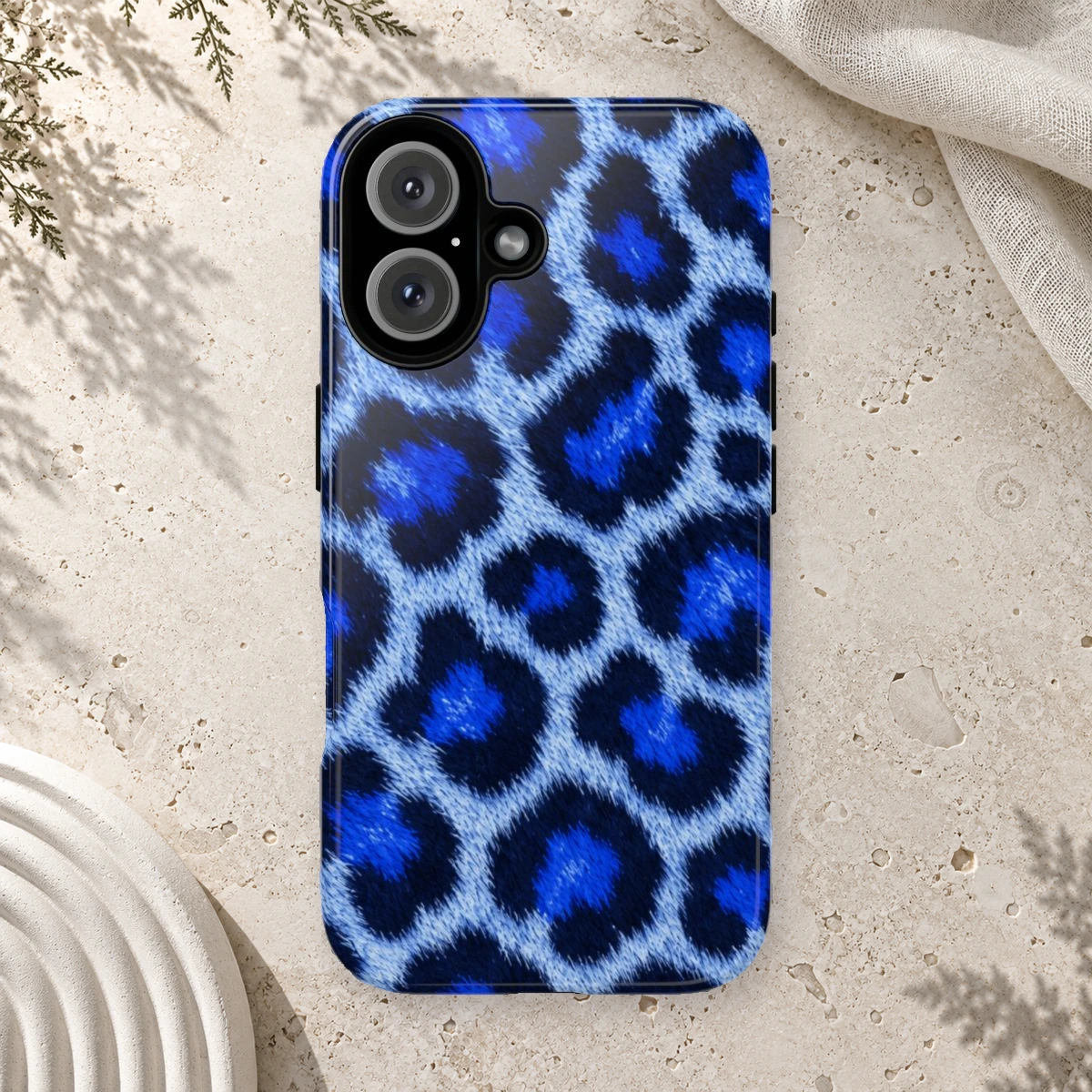 Blue Leopard phone case print