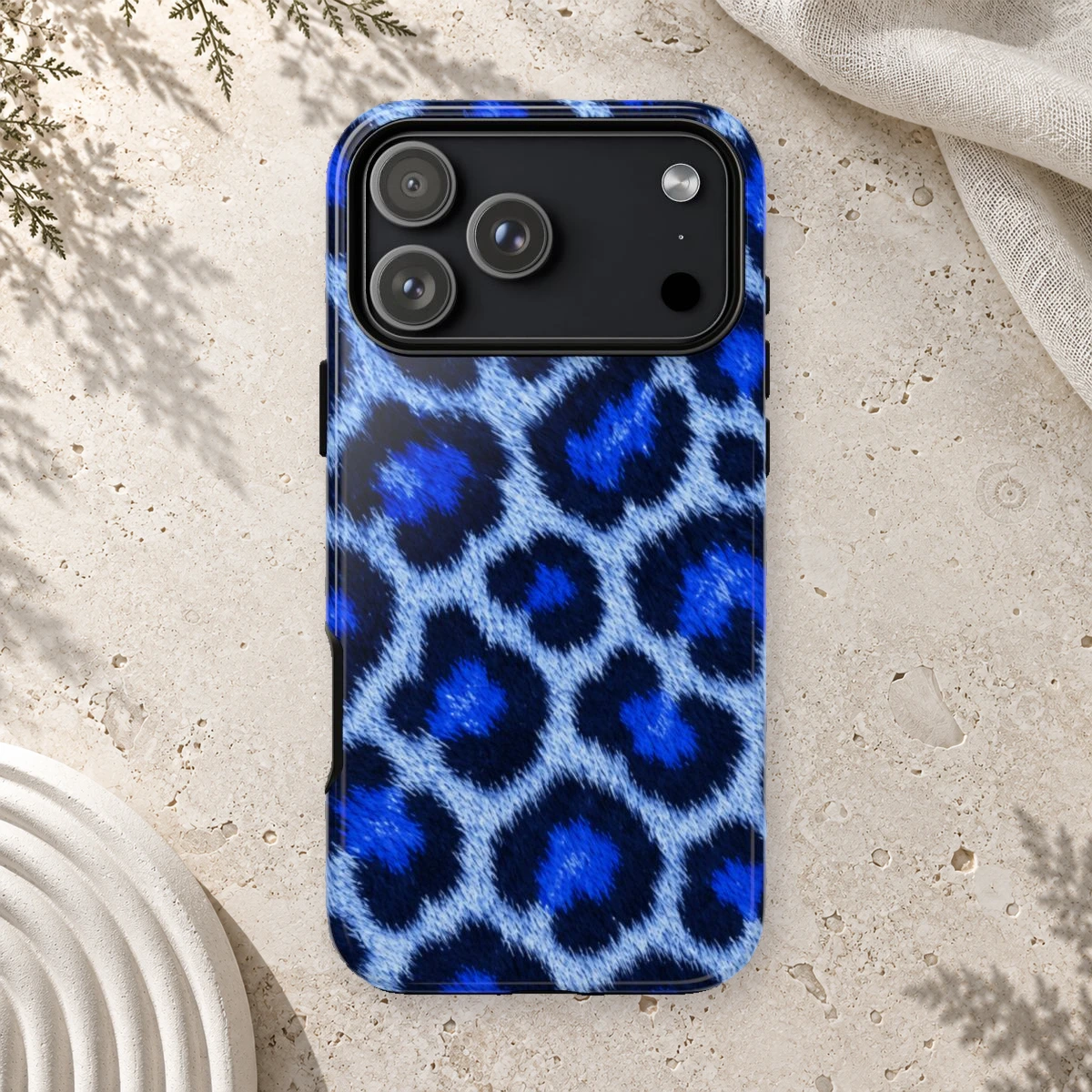 Blue Leopard phone case print