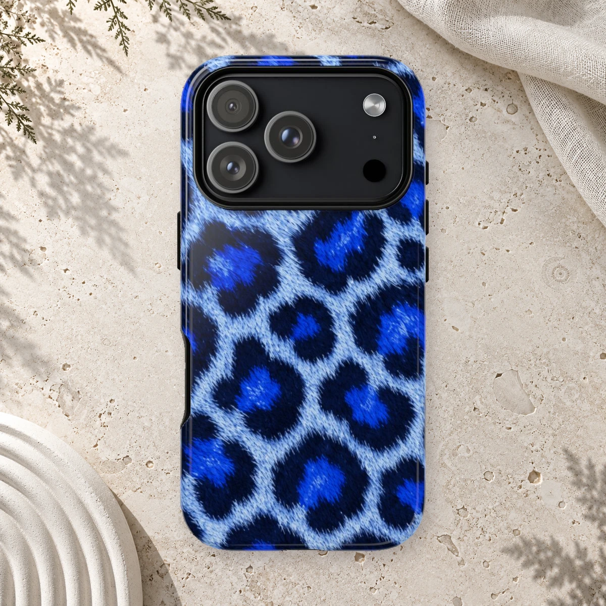Blue Leopard phone case print
