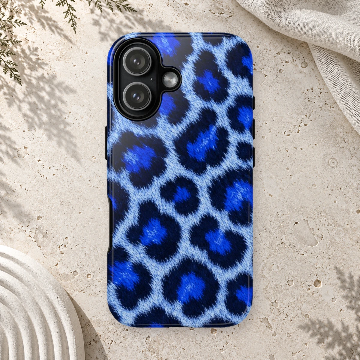 Blue Leopard phone case print