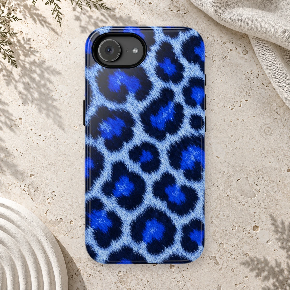 Blue Leopard phone case print