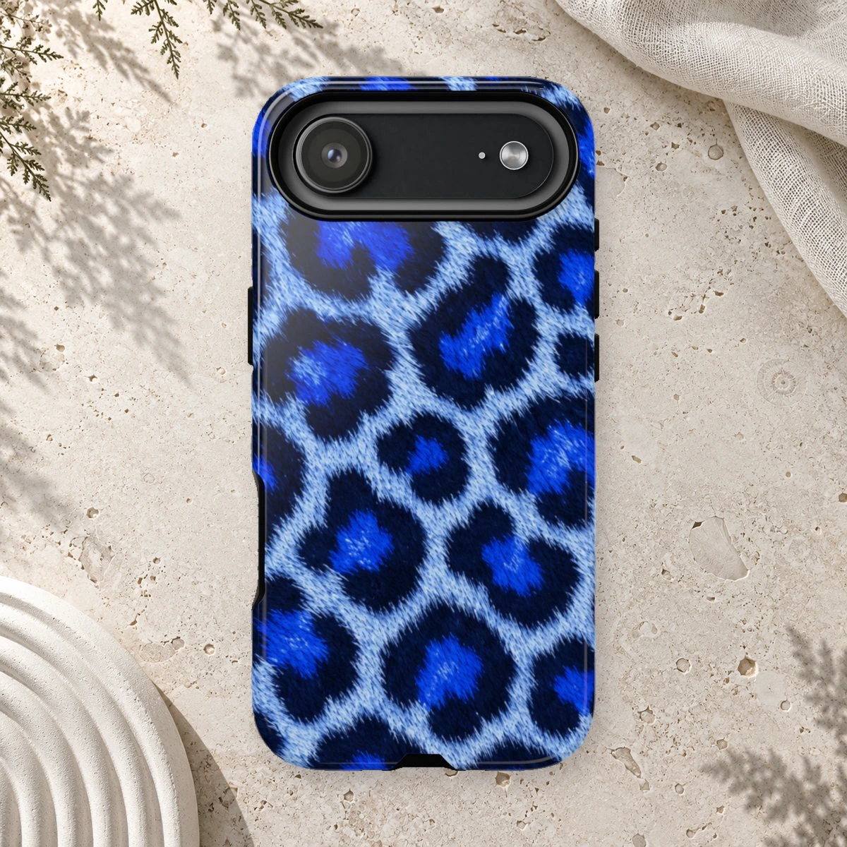 Blue Leopard phone case print