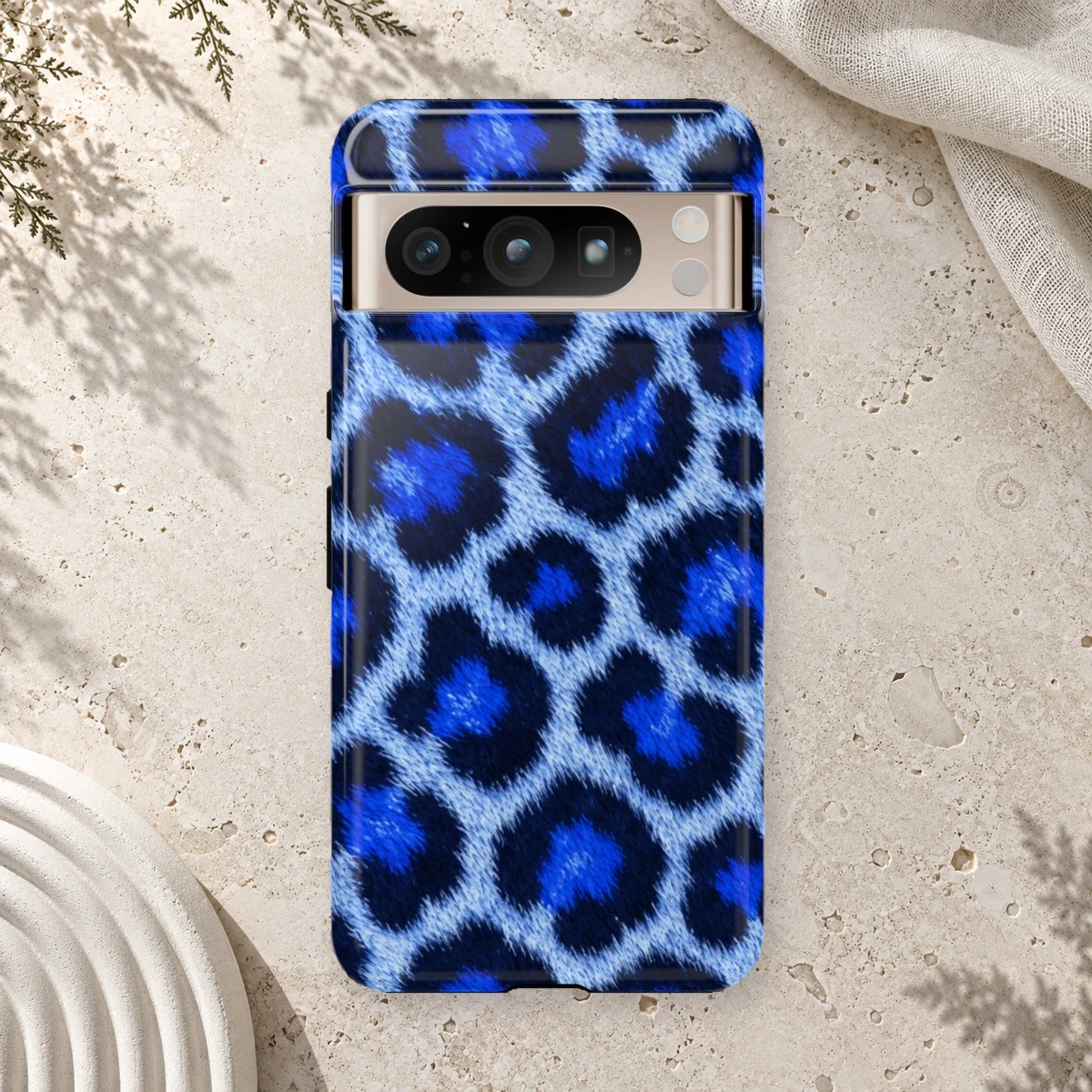 Blue Leopard phone case print