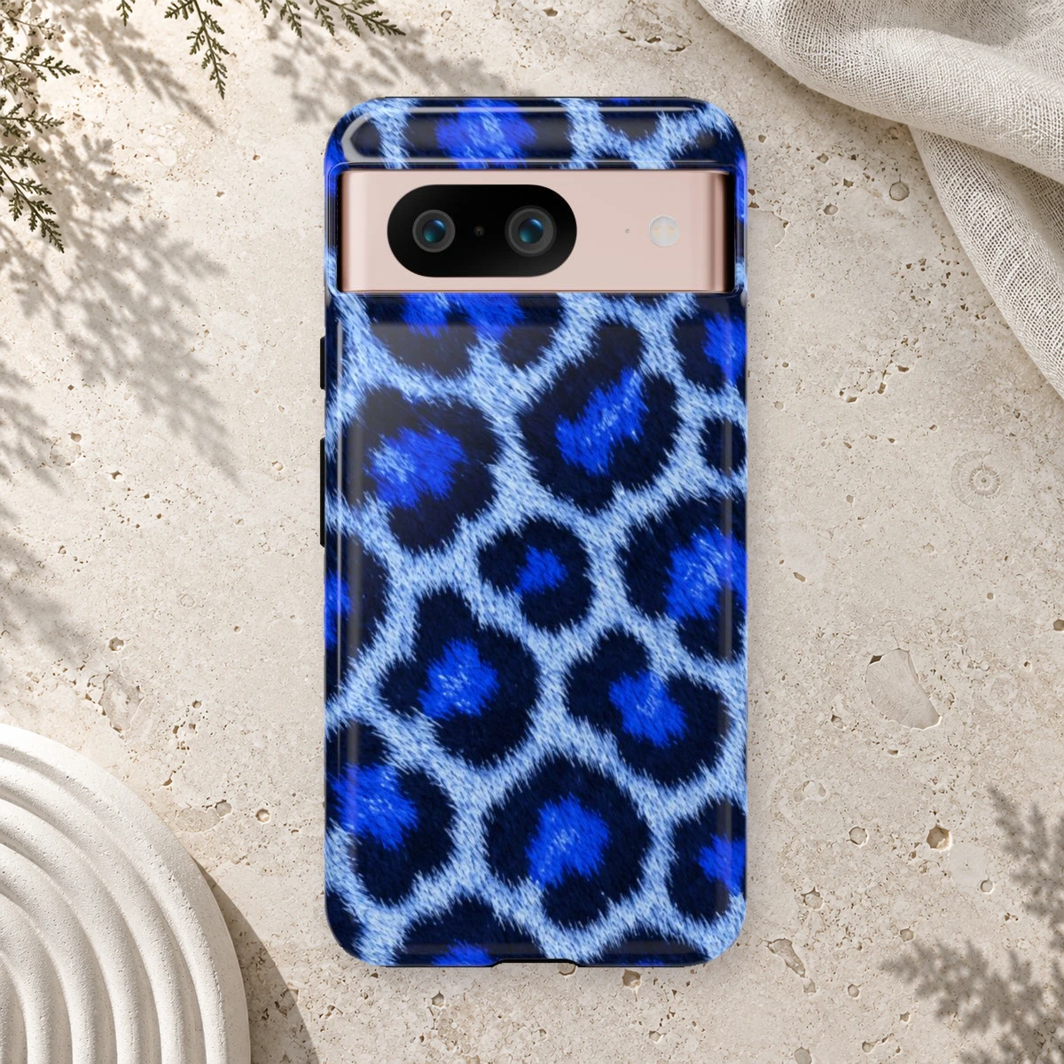 Blue Leopard phone case print