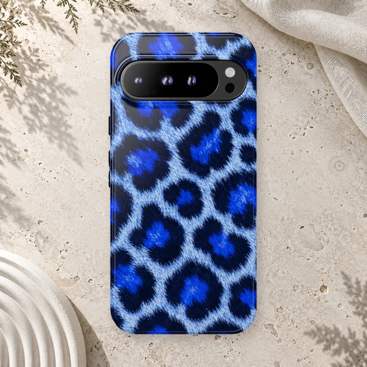 Blue Leopard phone case print