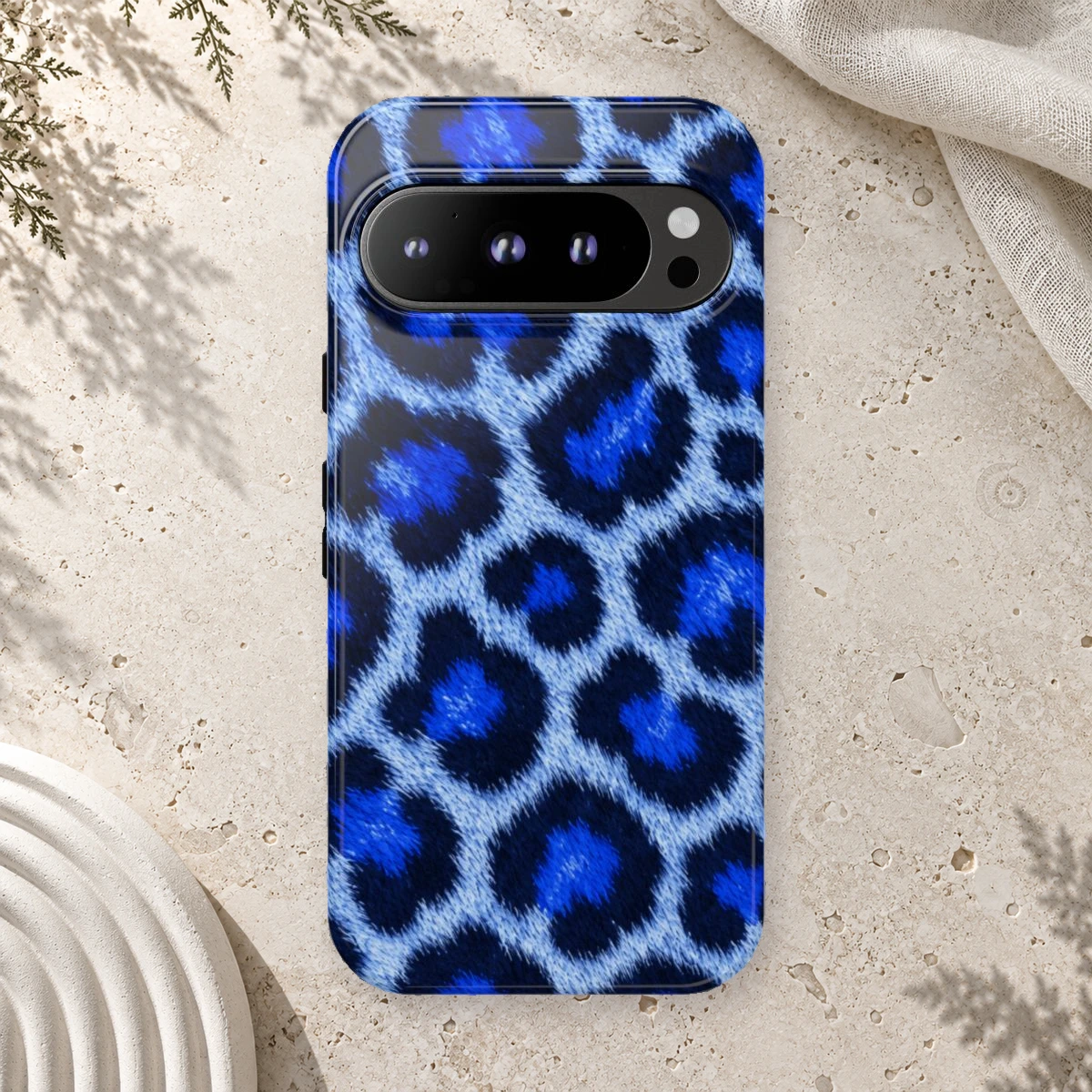 Blue Leopard phone case print
