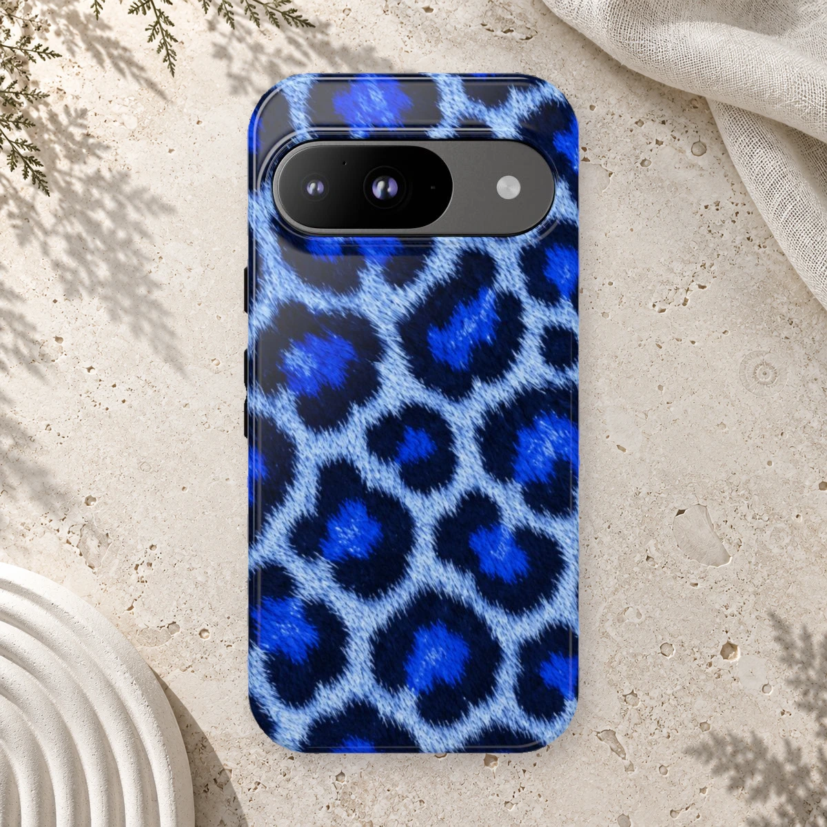 Blue Leopard phone case print