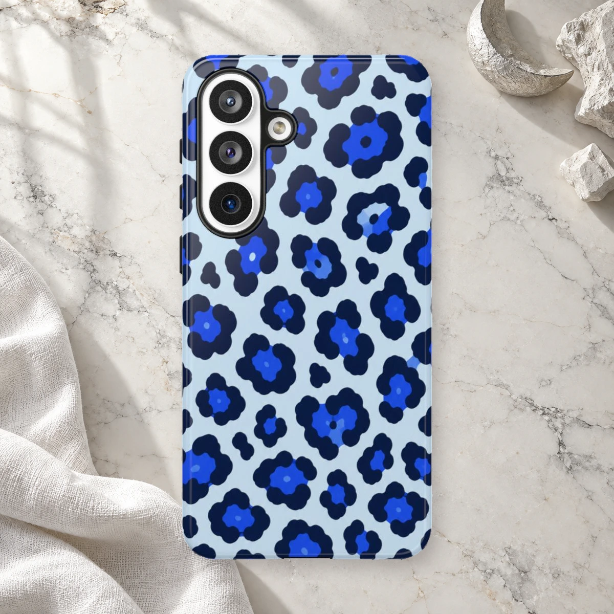Blue Leopard phone case print
