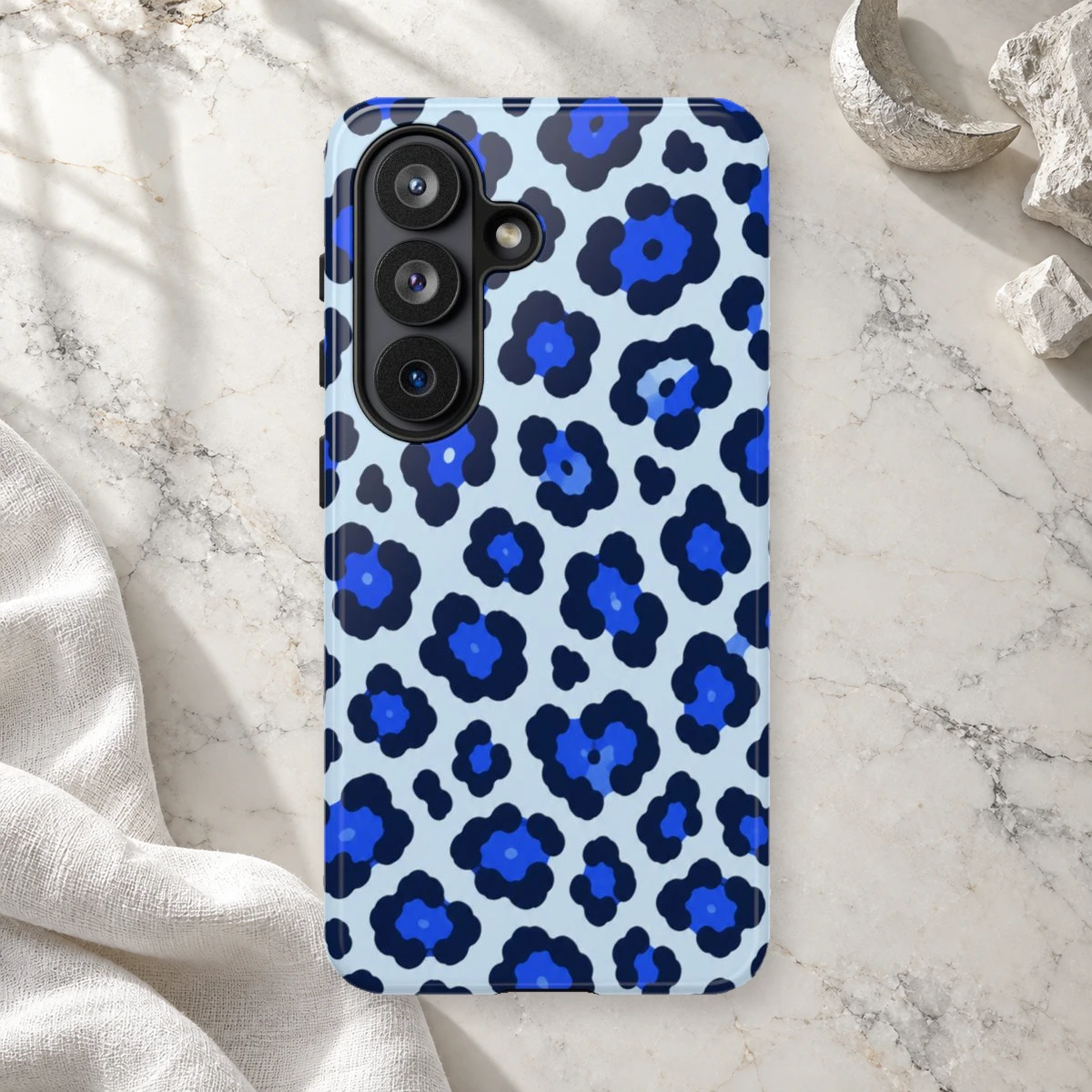 Blue Leopard phone case print