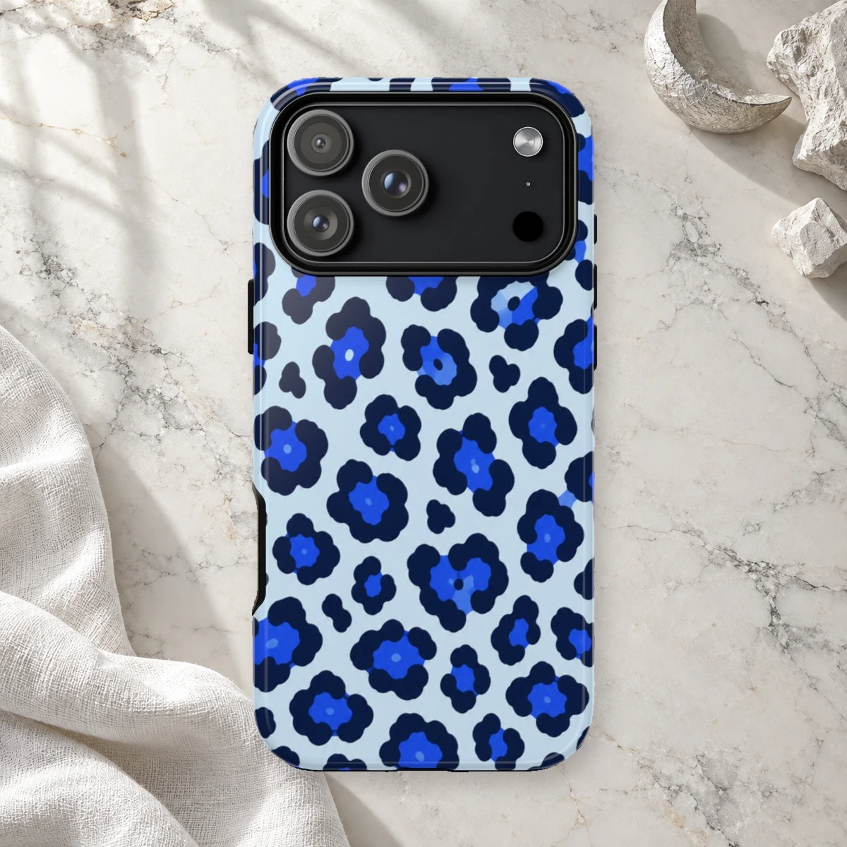 Blue Leopard phone case print