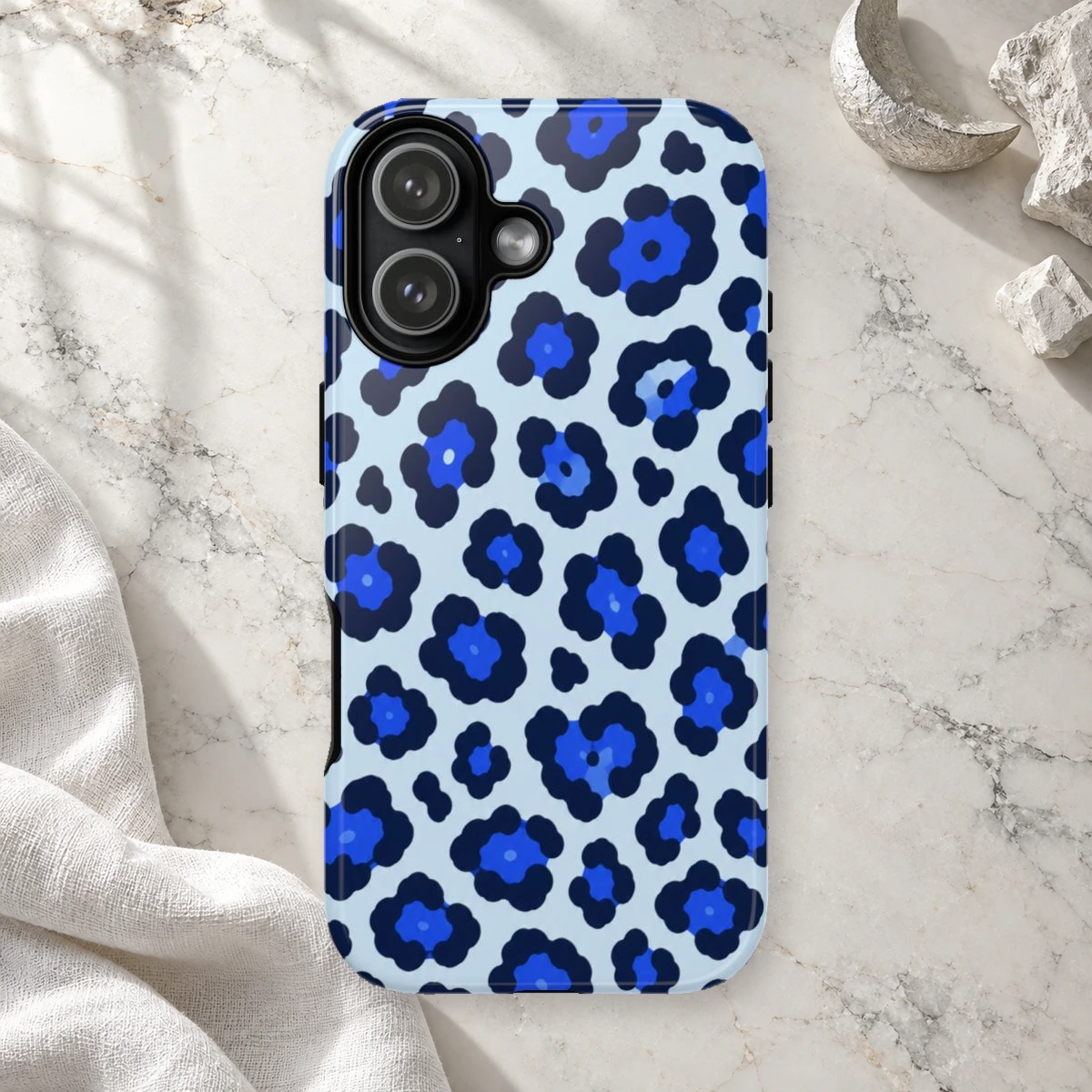 Blue Leopard phone case print