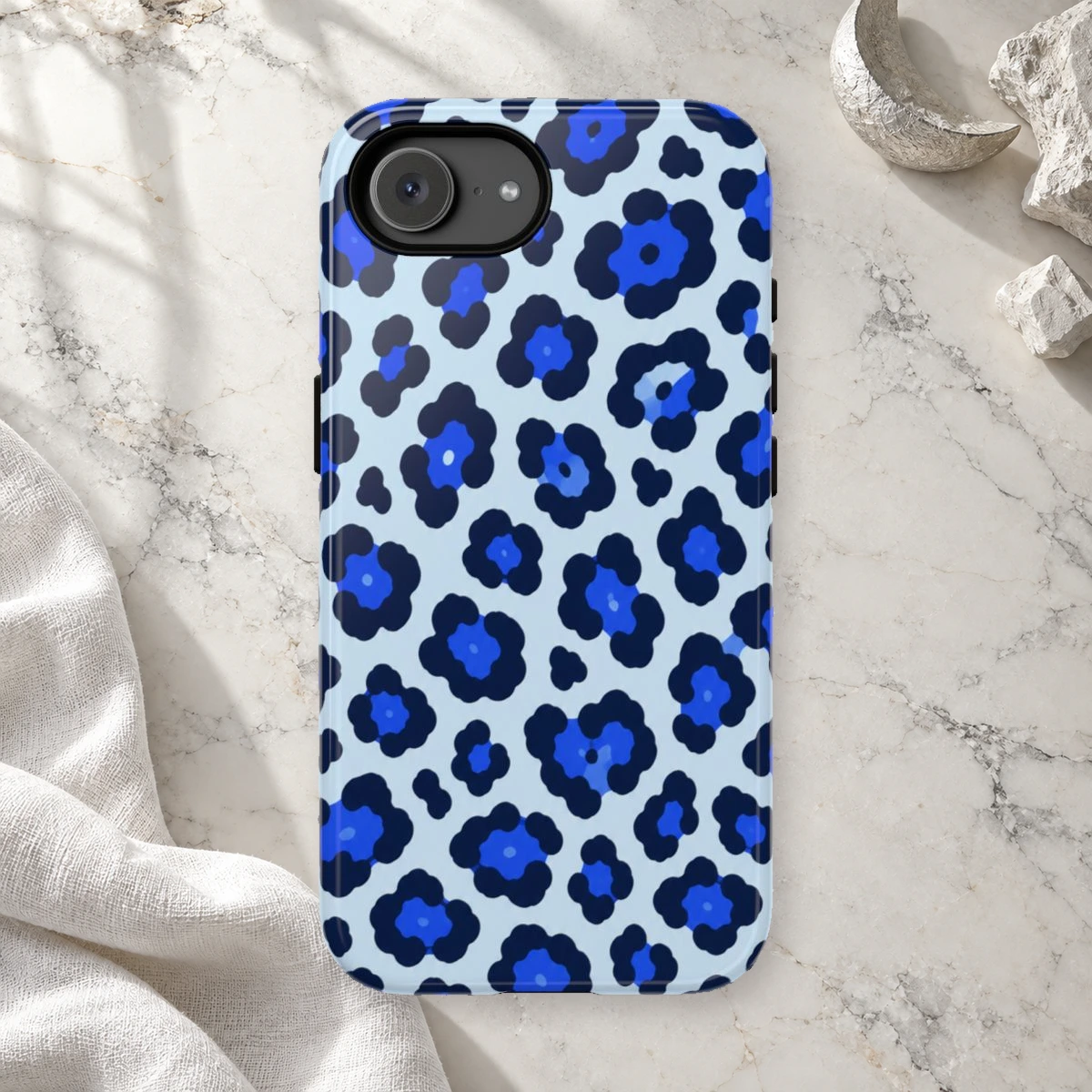 Blue Leopard phone case print