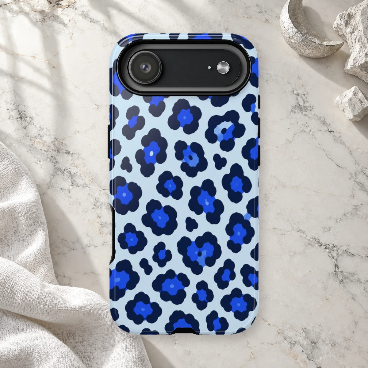 Blue Leopard phone case print