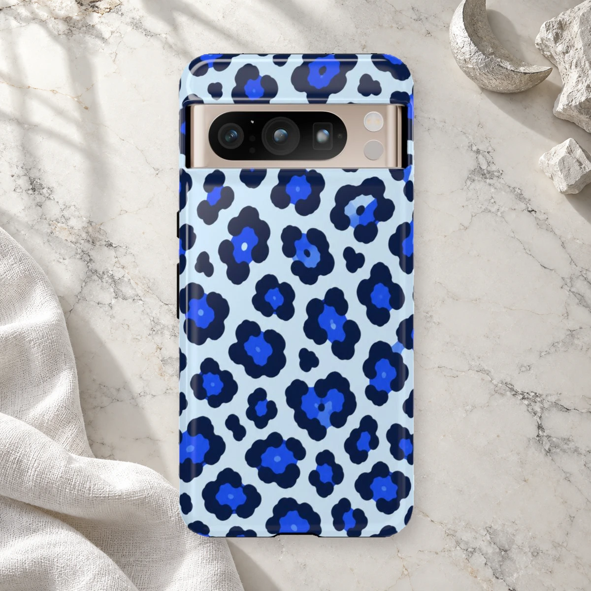 Blue Leopard phone case print