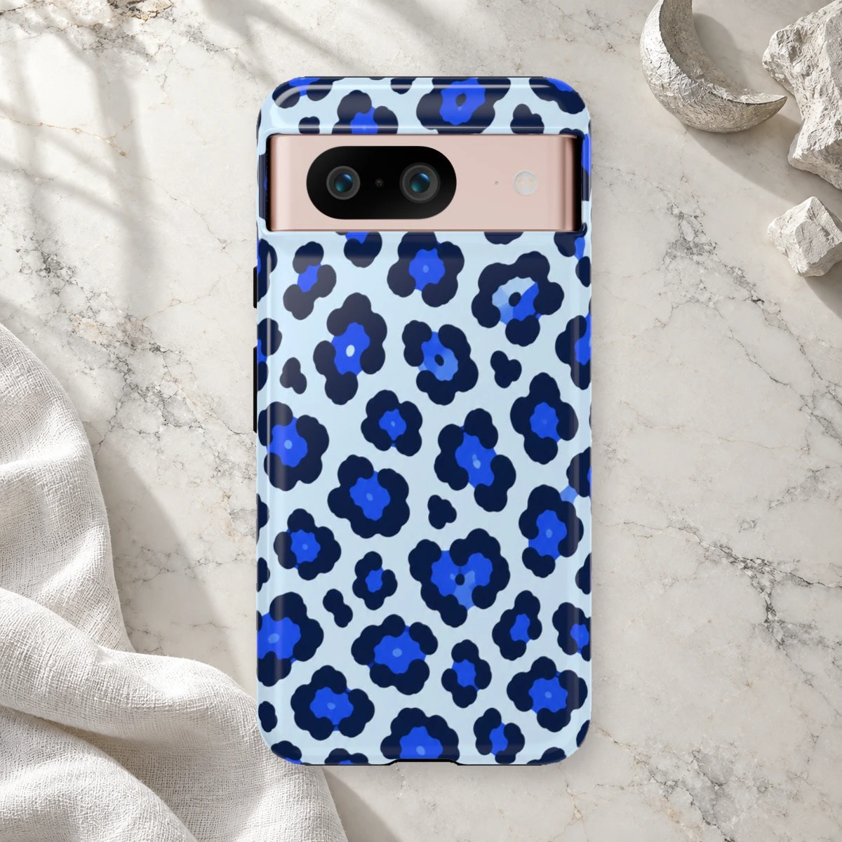 Blue Leopard phone case print