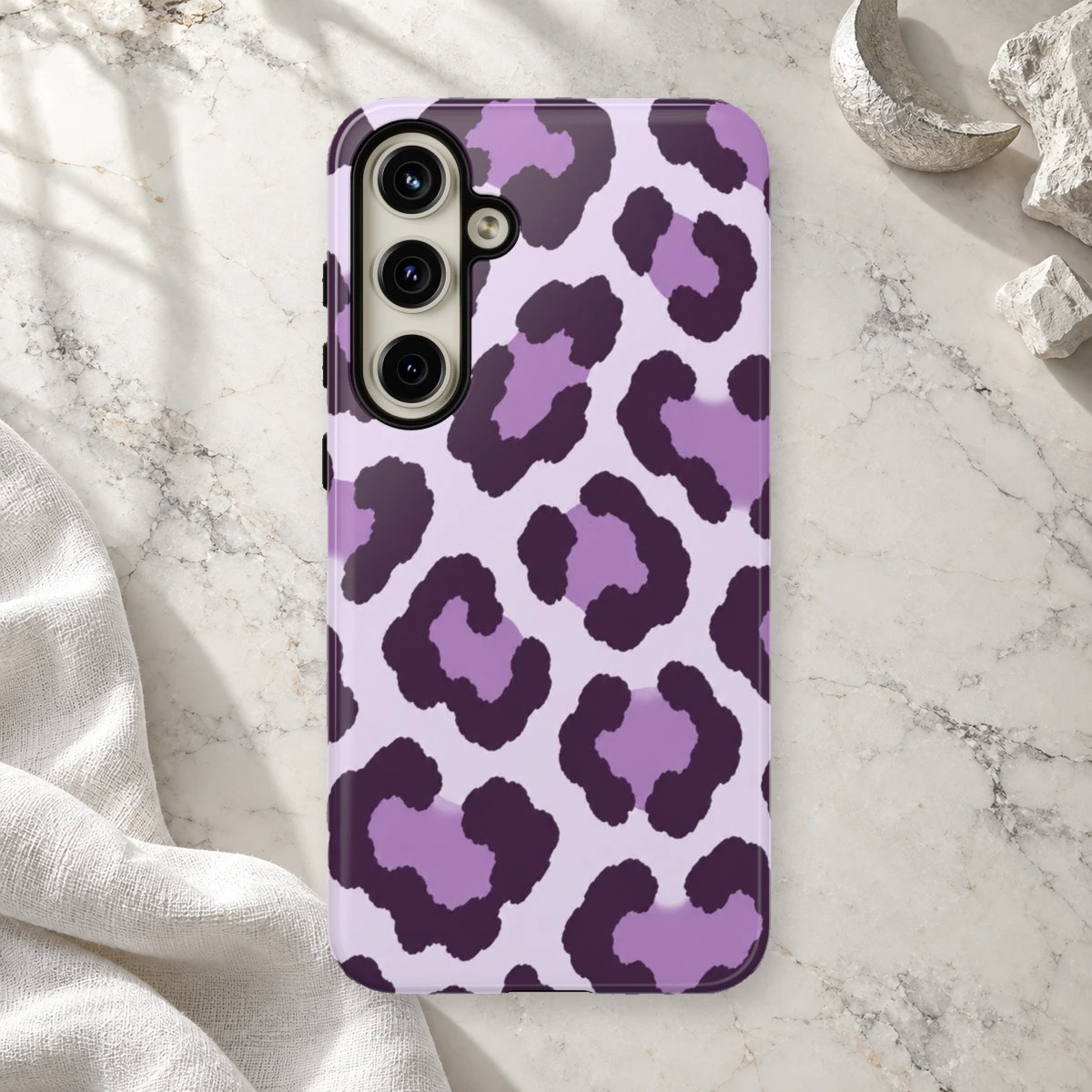 Lavender Leopard phone case print