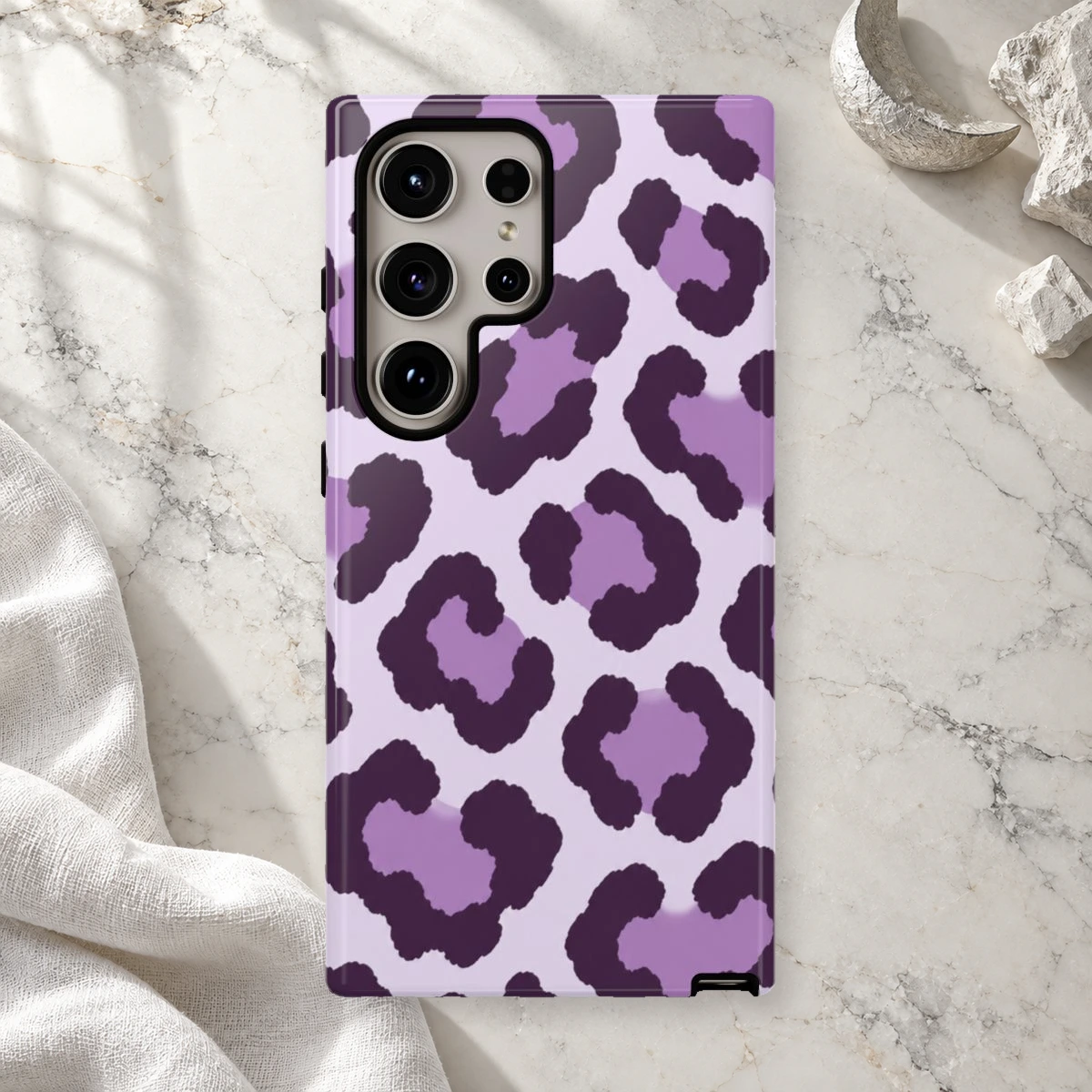 Lavender Leopard phone case print