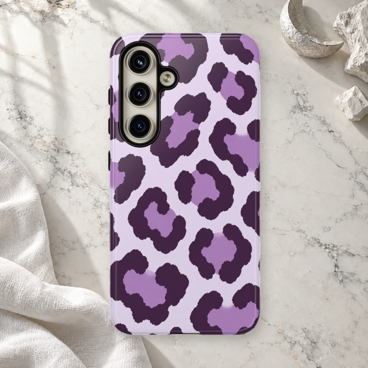 Lavender Leopard phone case print