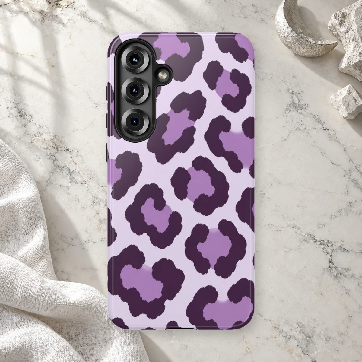 Lavender Leopard phone case print