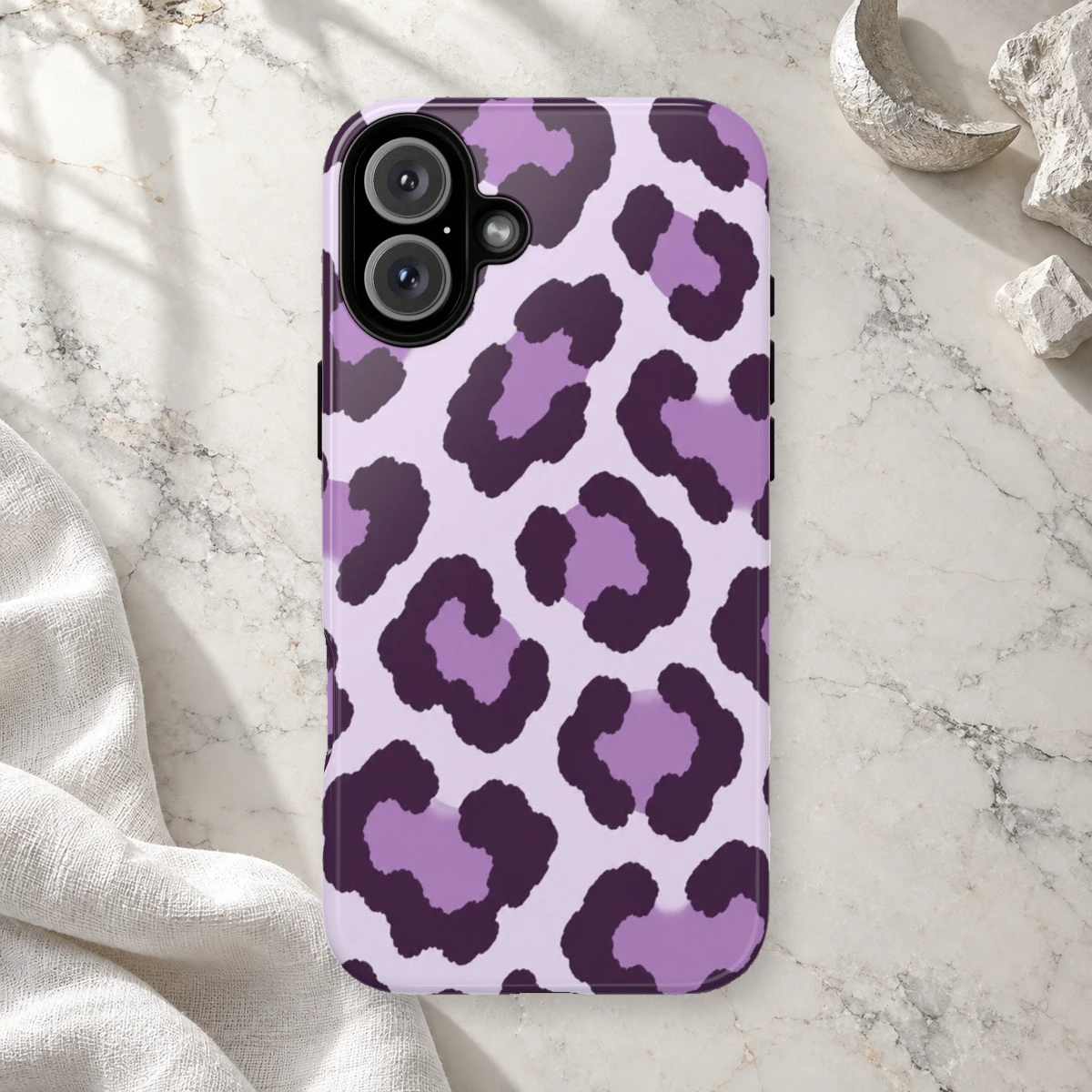 Lavender Leopard phone case print
